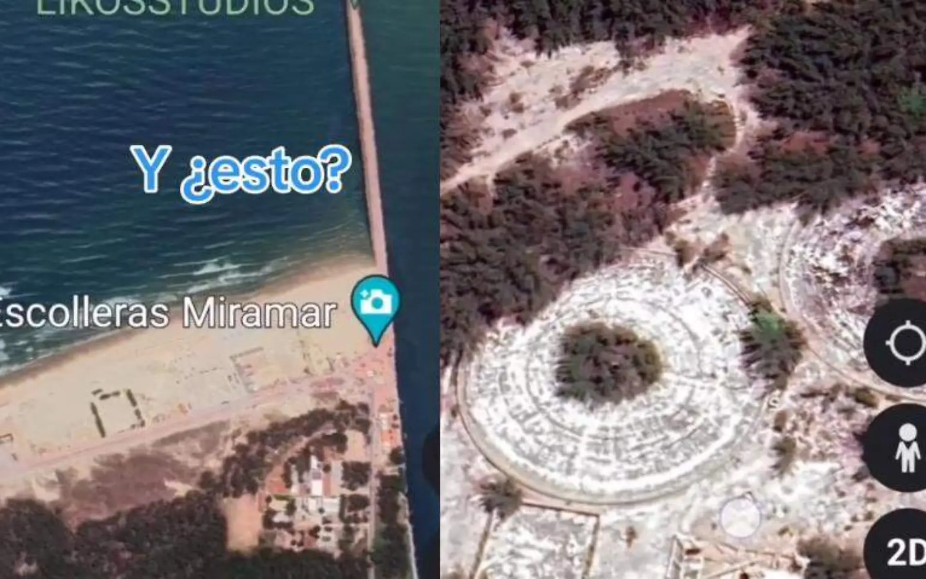 Presumen haber encontrado extrañas formaciones en la arena en playa Miramar con Google Maps Captura de pantalla TikTok@